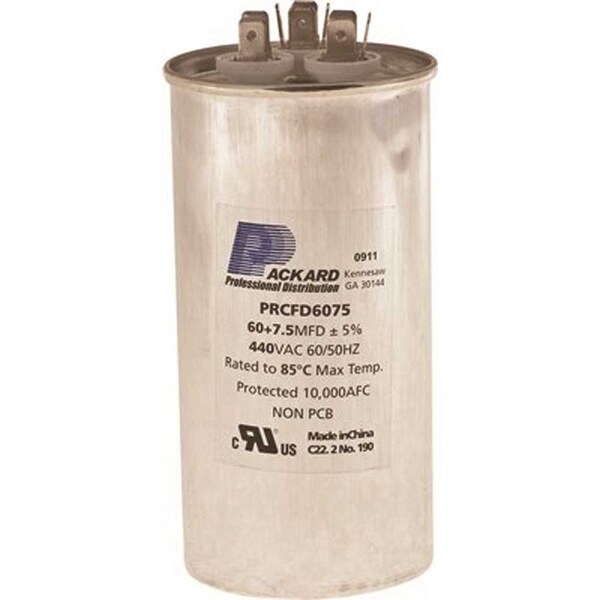 Titan 440/370-Volt 60+7.5 MFD Round Pro Run Capacitor